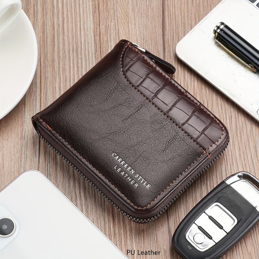New Men's Wallet Fashion Multi-functional Spliced Zipper Coin Purse for Young Students Versatile Large Capacity Card Holder