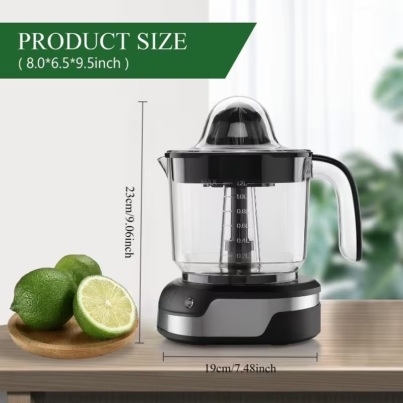 [Effortless Orange Juicer] Stainless Steel, Effortless Orange Juicer | Portable Citrus Press for Orange & Lemon Juice, Easy Clean, Healthy Juicing, Black, 1.2L