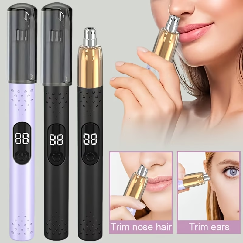 Nose Hair And Ear Hair Trimmer, Multi-Function Trimmer- USB Charging, LED Display, Precise Cutting, Easy to Clean, Portable Beauty Tool, Suitable for Travel