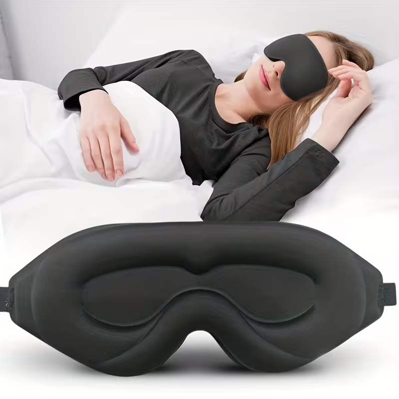1pc Sleep Mask, 3D Deep Contour Eye Mask with Adjustable Straps to Fit Different Head Shapes, Universal Eye Mask for Men and Women to Block Light, 100% Blackout Soft and Comfortable Eye Mask for Night Shifts, Travel, Yoga, Naps, Black, for Bedroom