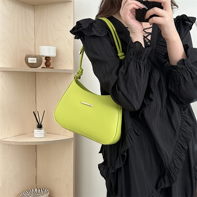 Women'S Shoulder Bag - Stylish Underarm Square Bag, Elegant Temperament Handbag, Large-Capacity Commuting Crossbody Bag, Candy-Colored Versatile Square Bag, Artificial Synthetic Faux Leather Material