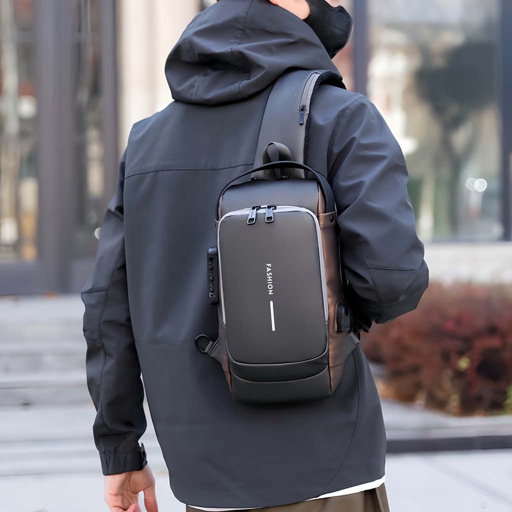 A Multi-functional Combination Lock Chest Bag, Outdoor Casual Crossbody Bag, Unisex Simple Single-shoulder Bag
