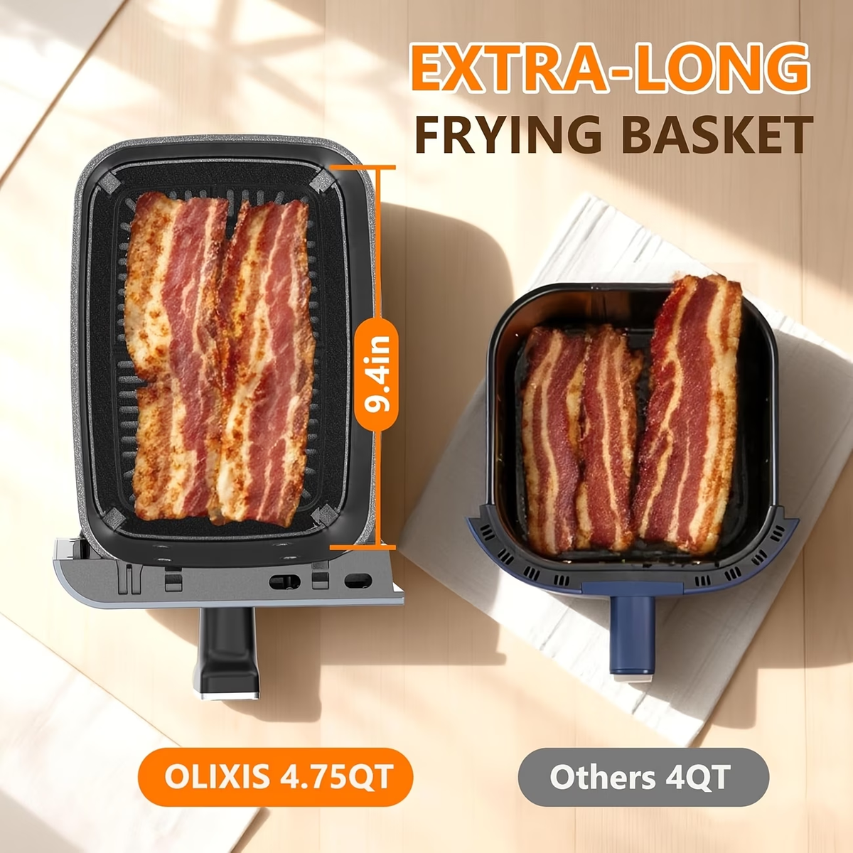 9.5 Quart Large Dual Basket Air Fryer with Double Basket, Independent Temp Control & Sync Mode, 10 Presets (Bake/Broil/Defrost/Dehydrate), Shake Reminder System, Compatible for Plug for Appliance