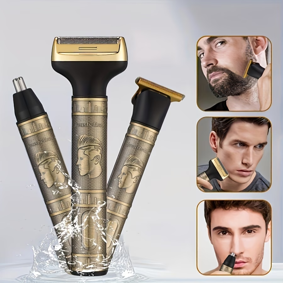 3-In-1 Professional Hair Grooming Kit for Men: Trim, Shave, And Style with A Cordless Electric Razor!