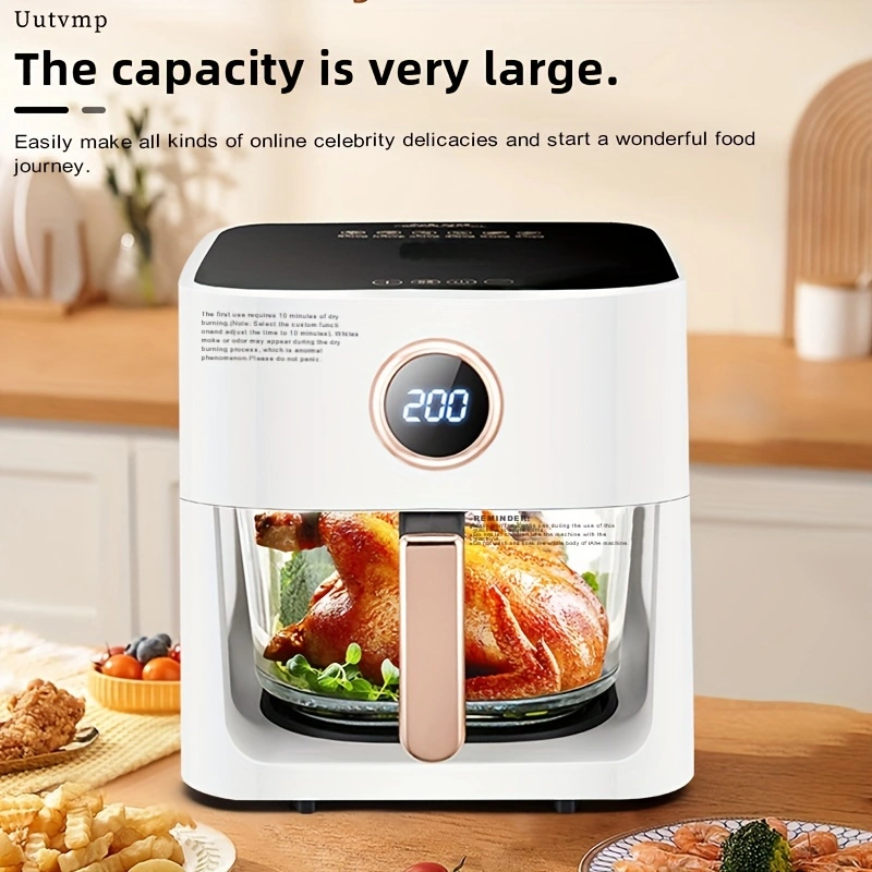 Home-use multi-functional smart air fryer, large capacity 6 liters, visual air fryer, fully automatic electric fryer.