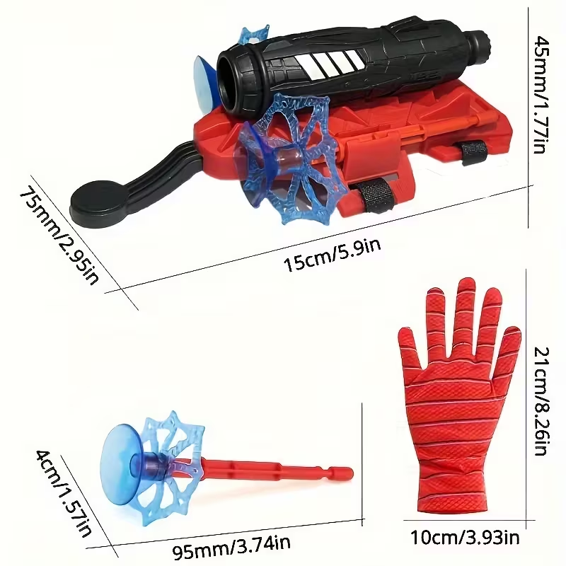 Funny Prank Toys,Spider Web Launcher Gloves - Creative Hero Toy for Youngsters, Perfect for Halloween & Christmas, Interactive Novelty Toy, Durable ABS Material, Red