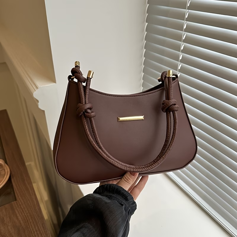 Women'S Shoulder Bag - Stylish Underarm Square Bag, Elegant Temperament Handbag, Large-Capacity Commuting Crossbody Bag, Candy-Colored Versatile Square Bag, Artificial Synthetic Faux Leather Material
