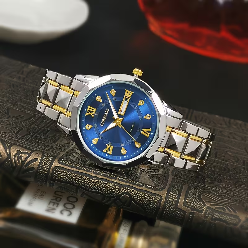 Luxury Quartz Watch with Date Display - Stainless Steel Business Watch for Men & Women, Perfect Father's Day/Birthday Gift