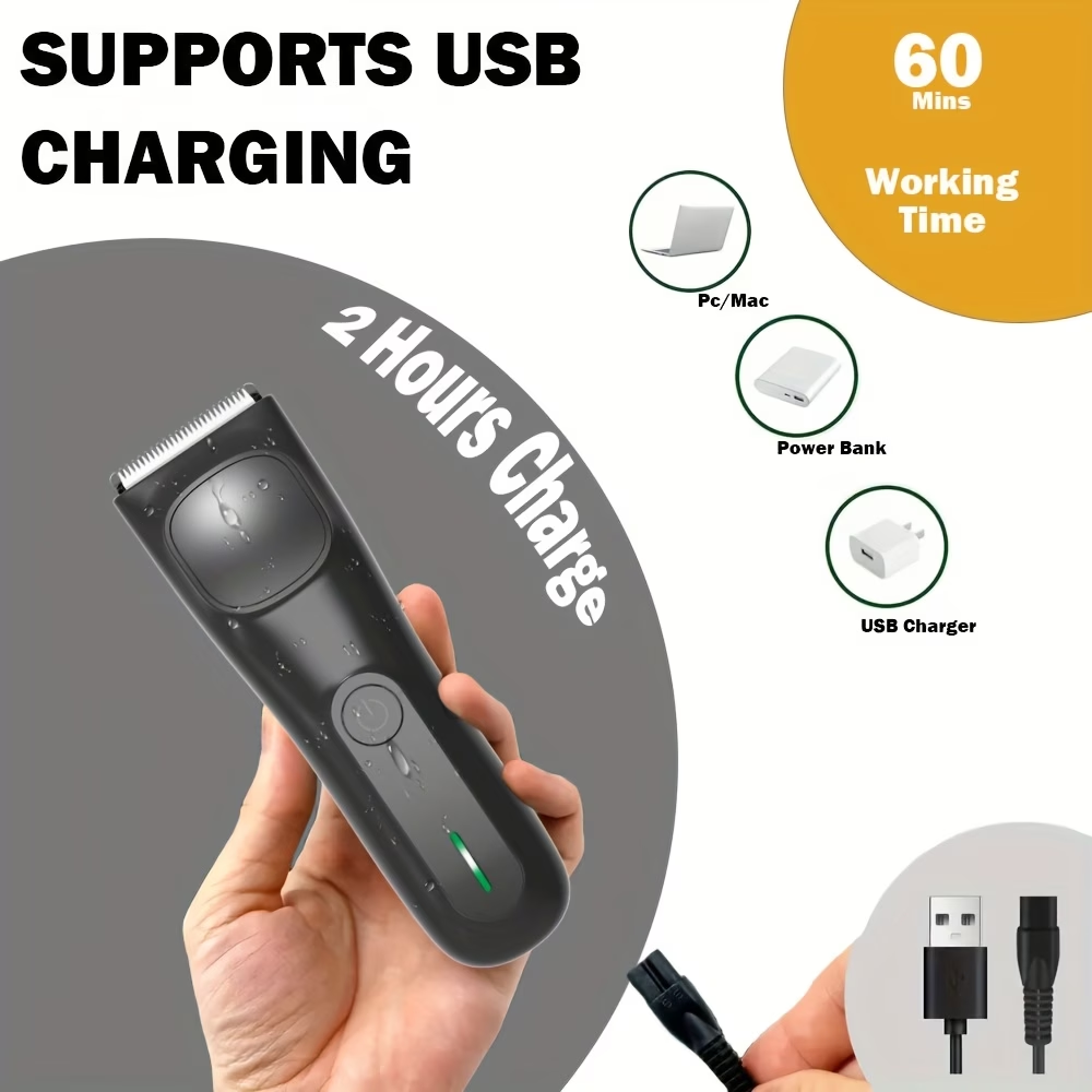 Men'S And Women'S Groin And Body Hair Trimmer, Electric Ball Trimmer, Public Grooming Tool, Comes with 2 Guard Attachments, Ceramic Blade Head, Wet And Dry Shaver, - USB Rechargeable Electric Razor, Hair Clipper, Hair Scissors, Shaver