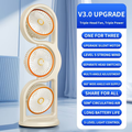 Triple Head Air Circulating Fan, 360 Degree Oscillating Quiet Tower Fan with Brushless Motor, Multiple Speed Modes, 1181.1inch Long Range Airflow, Independent 3-Head Control, Portable Standing Cooling Fan for Home Office Bedroom Living Room