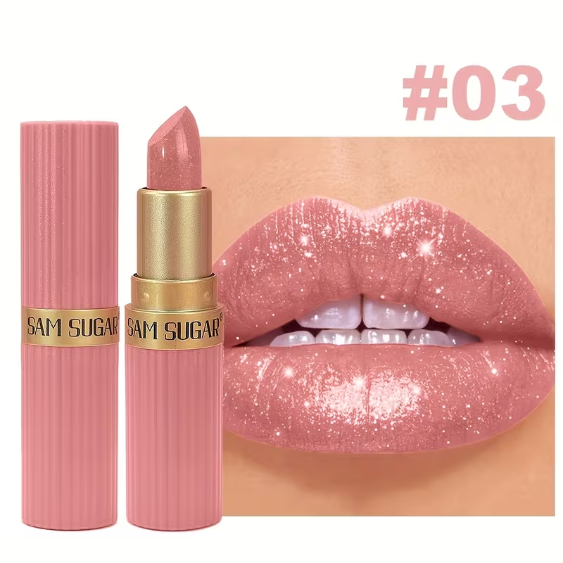 1pc SAM Waterproof Pearlescent Lip Gloss - Long-Lasting Shimmer Lipstick, Non-Sticky Hydrating Formula with Pearlescent, Moisturizing Lip Gloss for All Skin Types (,,, Tints) - Easy Application