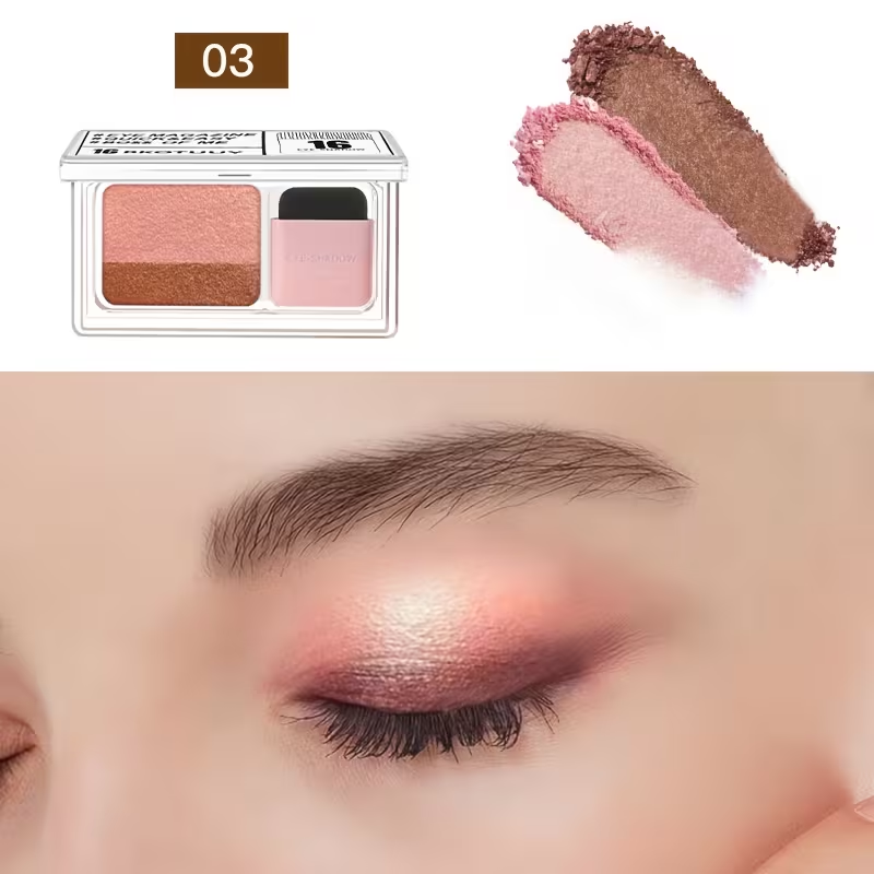 Shimmery Dual-Tone Eyeshadow Palette - 5-8 Versatile Shades, Easy Blend, Long-Lasting, Waterproof with Brush