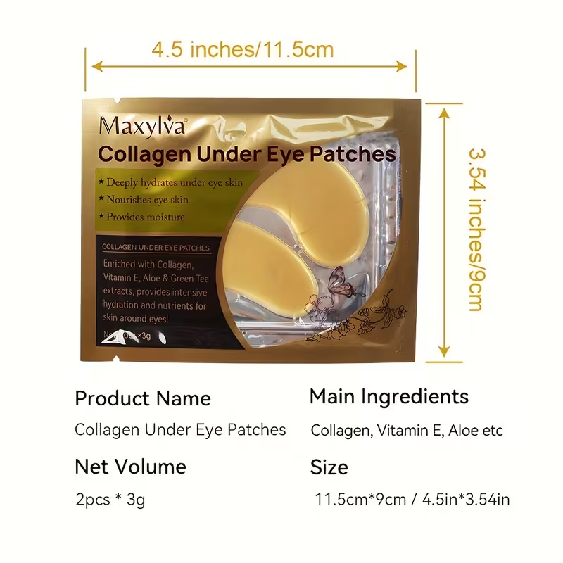 [Hydrating & Moisturizing] Maxylva Collagen Under Eye Patches | Hydrating & Moisturizing | Alcohol-Free | Ideal for All Skin Types | Eye Care