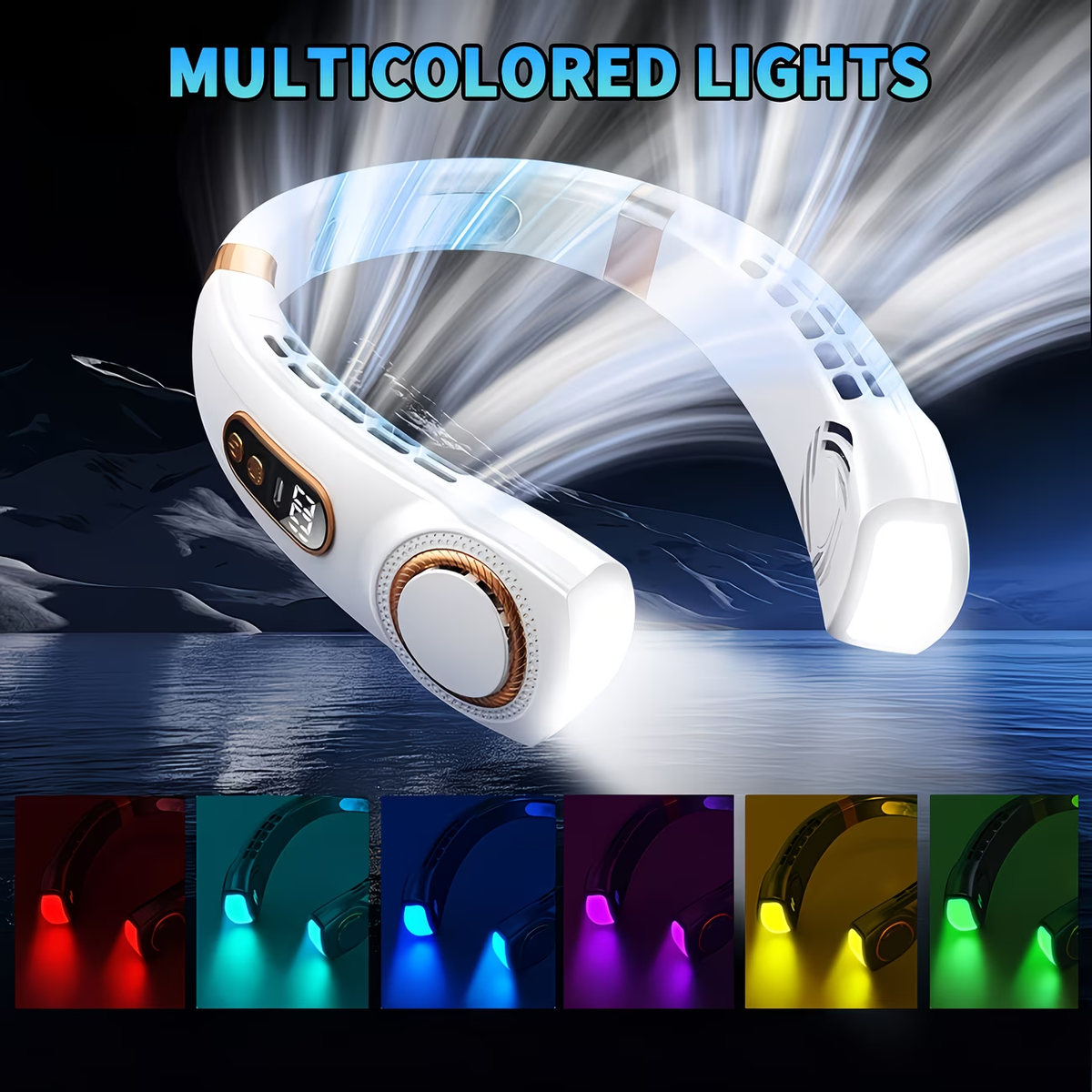 1pc Portable Wearable Neck Fan - Personal Fans for Outdoor And Indoor Use, Hands-Free, Leafless, Rechargeable, Headphone Design, USB Charging Device with Long-Lasting Battery Life And Adjustable Speed