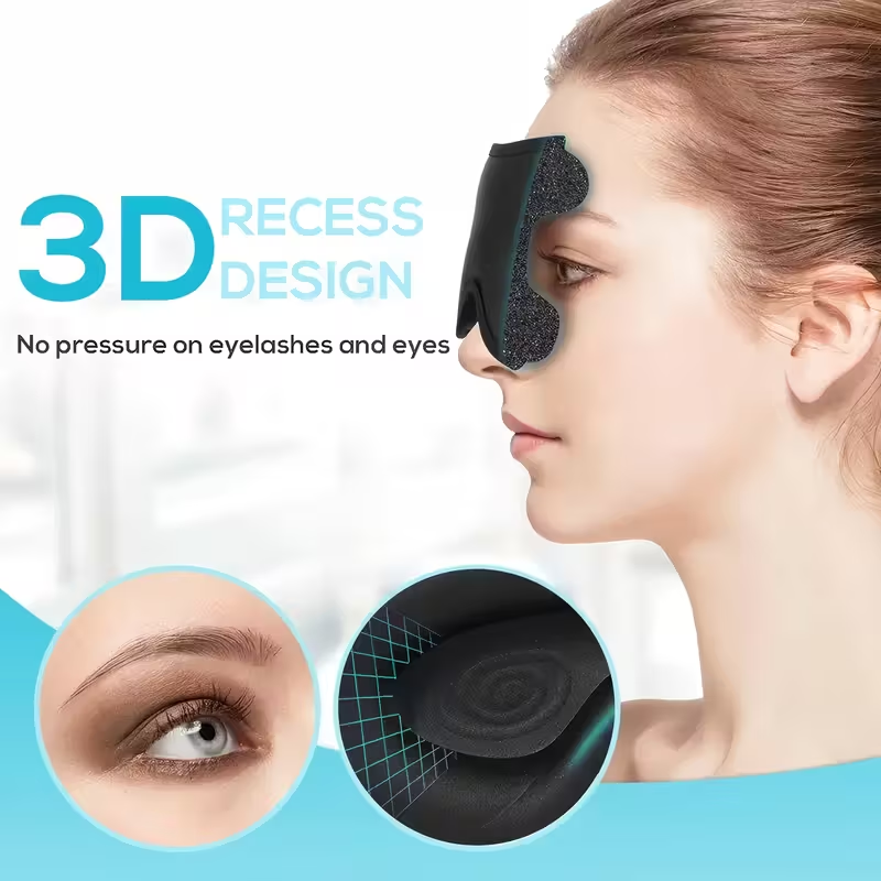 1pc Sleep Mask, 3D Deep Contour Eye Mask with Adjustable Straps to Fit Different Head Shapes, Universal Eye Mask for Men and Women to Block Light, 100% Blackout Soft and Comfortable Eye Mask for Night Shifts, Travel, Yoga, Naps, Black, for Bedroom