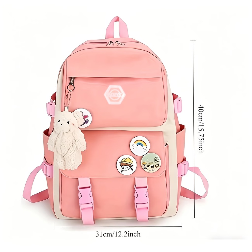 4pcs/Set Easy Leisure Backpack Large Capacity Schoolbag Travel Bag Canvas Shoulder Bag, for Teenager, For Teenager