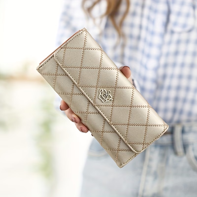 New Fashion Metal Crown Women's Wallet Tri-fold Wallet Long Large-capacity Mini Wallet Zipper Synthetic Leather Wallet