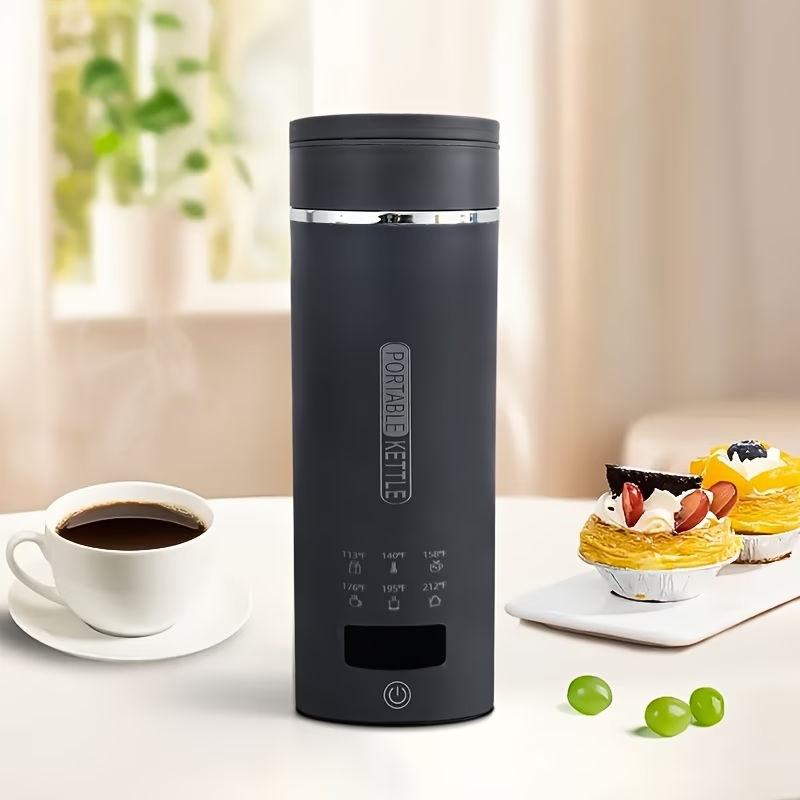 1pc Travel Electric Kettle, Portable Mini Water Boiler with 6 Temperature Settings, 304 Stainless Steel, Auto Shut-Off and Boil-Dry Protection, BPA-Free, 15.22oz, Suitable for Brewing Coffee, Flower Tea, and Milk