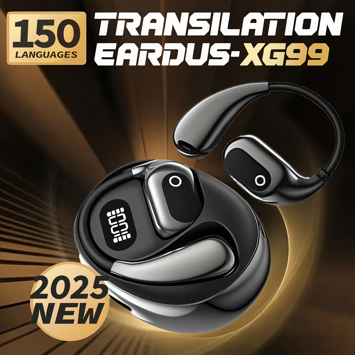 AI Real-Time Translation Earbuds Noise Cancelling & Charging Case, Smart Translator for Smartphones - Compatible, -C Charging, Ideal for Travel, Business & Meetings