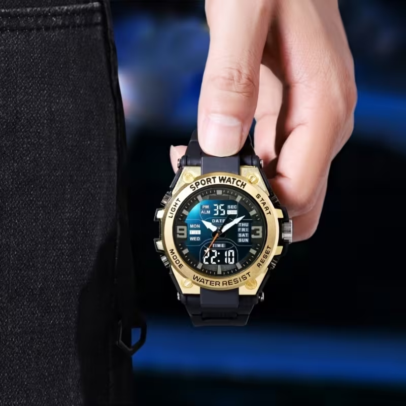 Versatile Sports Chronograph Timepiece - Men'S Digital Quartz Watch Featuring Alarm, Glow-In-The-Dark Display, And Perfect Gift Choice for Outdoor Lovers