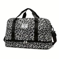 Trendy Leopard-Patterned Suitcase with Ample Space, Featuring a Separate Compartment for Shoes, an Adjustable Shoulder Strap, Ideal for Gym, Yoga, And Weekend Getaways, As Well As Leisure Activities And Outdoor Camping