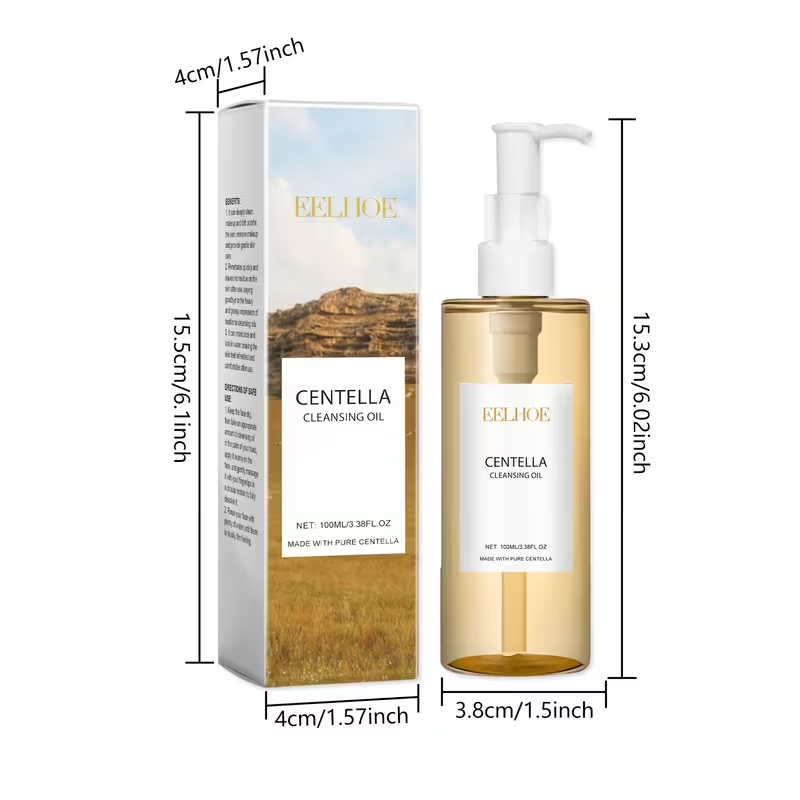 100ml Centella Asiatica Lightweight Makeup Remover Oil/Vitamin E and Centella Asiatica Extract/Refreshing and Gentle for Face and Lips/Eye and Lip Makeup Remover