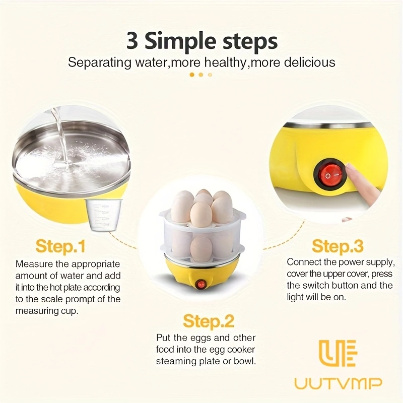 Multifunctional double-layer egg cooker, 14-egg double-layer breakfast maker, multi-stage timer with automatic cooking control, automatic power-off function, 3D circulating heating, food-grade materials.