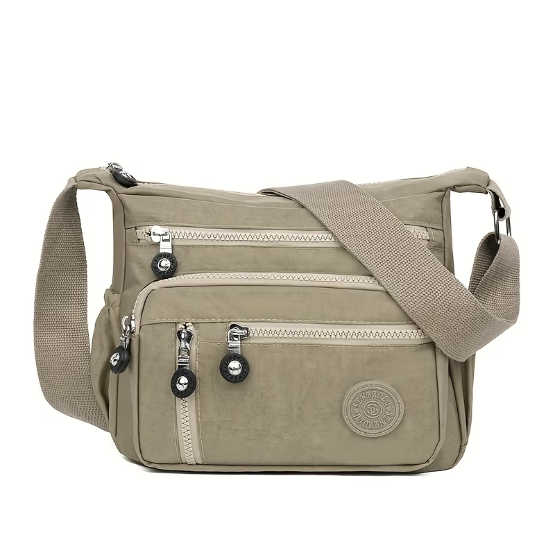 Women's Large Capacity High Quality Nylon Crossbody Bag with Adjustable Strap & Multi-Pocket - Casual Travel Handbag Suitable for Travel,, - Zipper Closure, (Available in Multiple Colors)