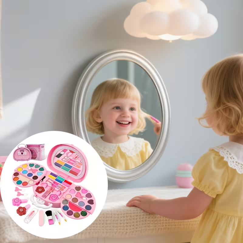 1 Set of Princess Makeup Toy Set, 3-Layer Washable Cosmetic Box, Suitable for Girls Aged 3 And Above for Role-Playing Dress-Up Sets, Birthday Parties, Halloween, And Christmas Gifts