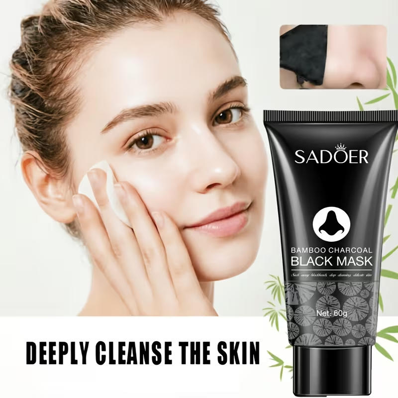 Bamboo Charcoal Cleansing Mud Mask • Deeply Cleanses Pores • Moisturizes the Face • Refines Skin Texture • Ideal for Oily Skin • Suitable for Both Men and Women