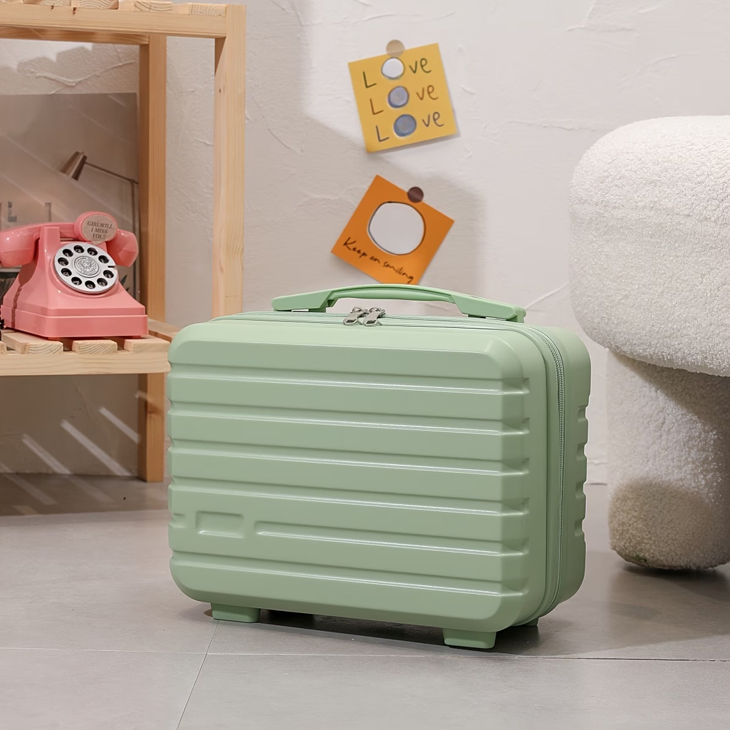 Chic 14-Inch Mini Suitcase Cosmetic Bag - Lightweight, with Zip Closure & Fixed Shoulder Strap - Perfect for Travel, Students, and Gifts