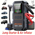 7-in-1 Portable Jump Starter with Air Compressor, 150 PSI Air Pump for Car Tires, 5000A Peak Jump Starter for Car (7.0LGas/1.59gal Diesel), LCD Display, LED Flashlight and Emergency Light, QC3.0 Fast Charging Portable Power Bank