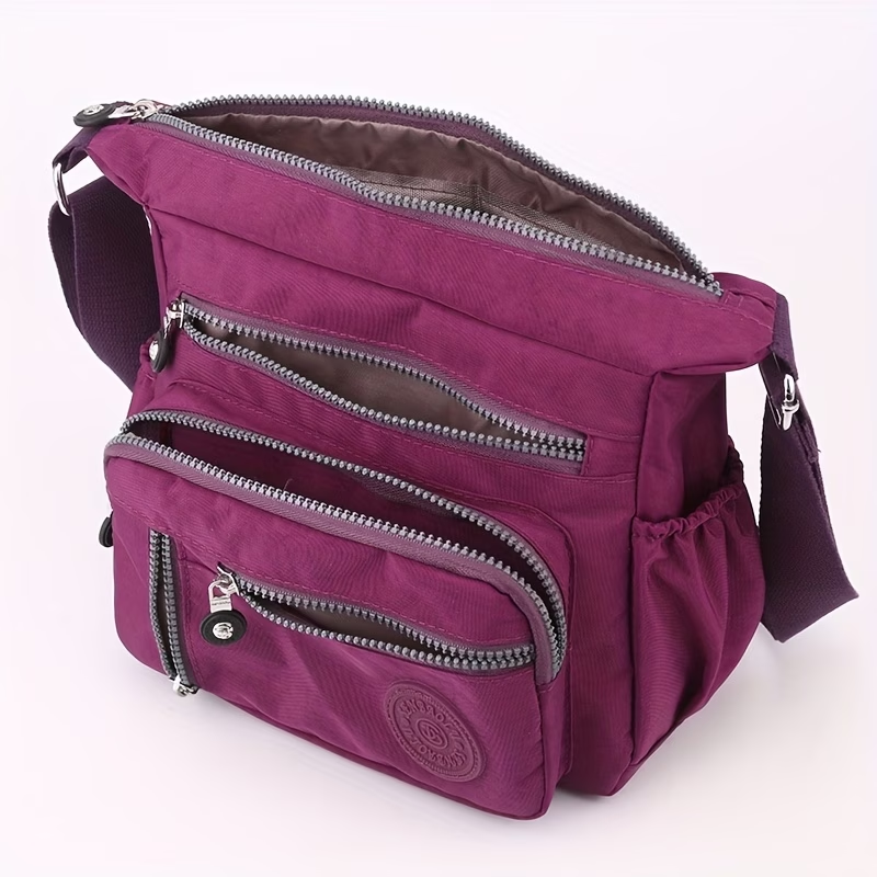 Women's Large Capacity High Quality Nylon Crossbody Bag with Adjustable Strap & Multi-Pocket - Casual Travel Handbag Suitable for Travel,, - Zipper Closure, (Available in Multiple Colors)