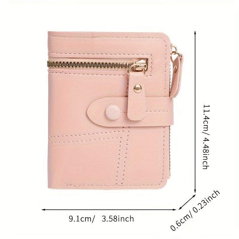 New Women'S Short Double Zipper Coin Purse Bank Card Credit Card Storage Bag Multi-Card Slot Wallet with Zipper Closure