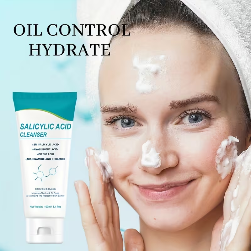 Salicylic Acid Deep Cleansing Facial Cleanser Contains Salicylic Acid, Hyaluronic Acid, Citric Acid, Niacinamide, And Ceramides for Moisturizing, Firming, And Oil Control, Suitable for Deep Cleansing -Prone Skin, Ideal for Both Men And Women