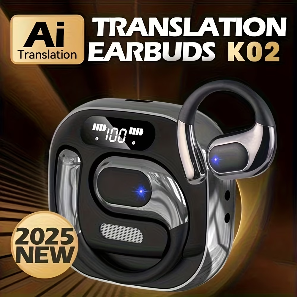 AI Real-Time Translation Earbuds Noise Cancelling & Charging Case, Smart Translator for Smartphones - Compatible, -C Charging, Ideal for Travel, Business & Meetings