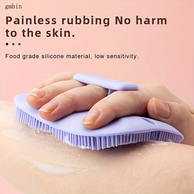 Skin massage brush. Features a handle for easy grip, and soft silicone bristles that are gentle on the skin. Practical for daily home care, easy to clean and maintain. A massage and cleaning brush.