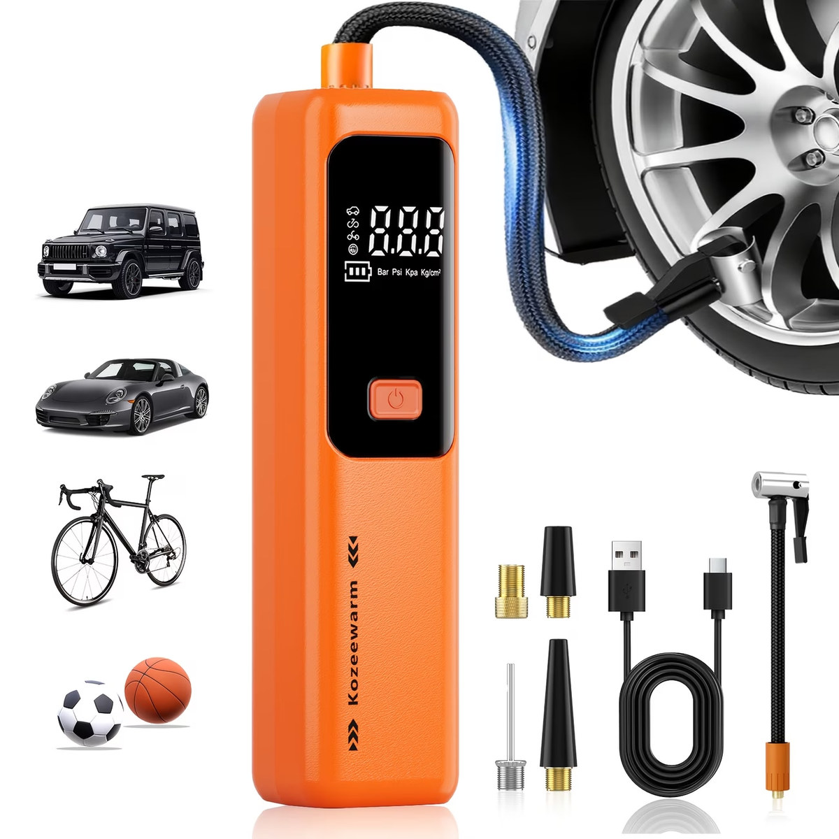 Super Special!!! [Cordless Tire Inflator Portable] - Cordless Air Compressor with Digital Gauge, USB Rechargeable, 3X Fast Inflation for SUV, Cars, Bikes, Motorcycles & Sports Equipment And Ball, Air Pump for Car Tires, Portable Tire Inflator
