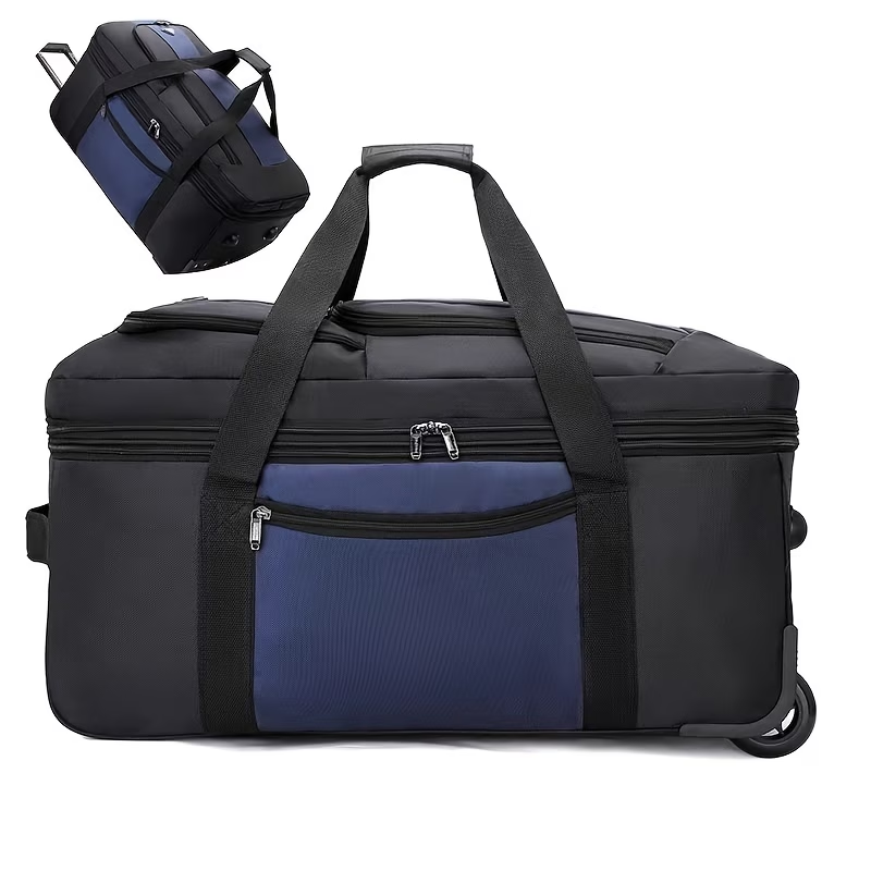 Large Capacity Expandable Travel Bag, Can Be Carried as a Backpack, Pulled on Wheels, or Handheld, Dual-Use as a Shoulder Bag or Backpack