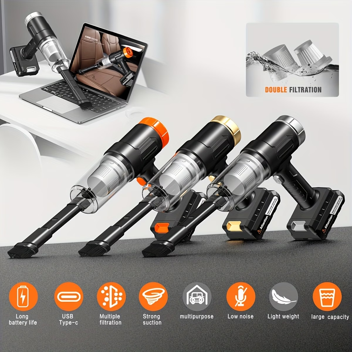 Car Vacuum Cleaner Suction Strong, Convenient Wireless Dust Collector, Car And Household Cleaning Supplies, Cool Automotive Supplies, Gap Vacuum, Suitable For Cars, RV, Kitchen, Floor, Home And Other Cleaning Equipment