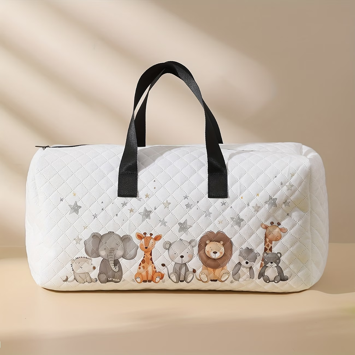 Chic Cartoon Animal Print Travel Duffle Bag - Spacious & Lightweight with Shoe Compartment, Perfect for Overnight Trips, Yoga & Fitness