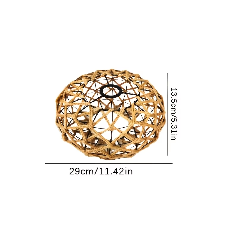 TURAOHU Shade 1 Elegant Seaside Retro Bohemian Style Shade with Metal Decor, Country Woven Rope Design for Bedroom, Kitchen, Corridor and Semi-Flush Ceiling Fixture in Rural Decoration, Room Decorative Lampshade