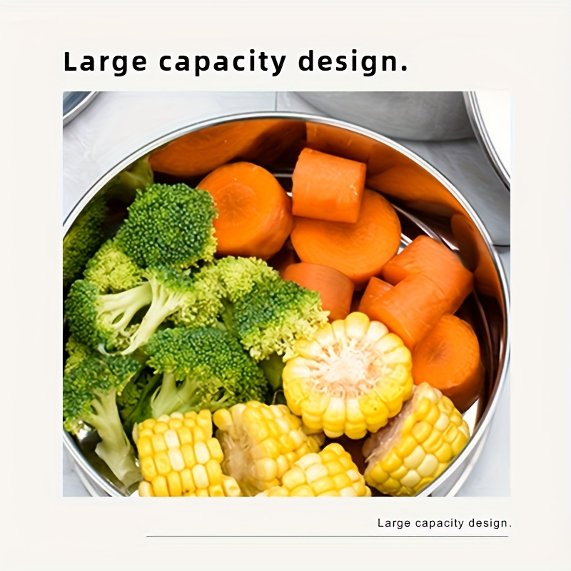 Double-layered 304 stainless steel lunch box, airtight, leak-proof, drop-resistant, durable, portable, and easy to clean. Suitable for office workers and students; microwave safe.