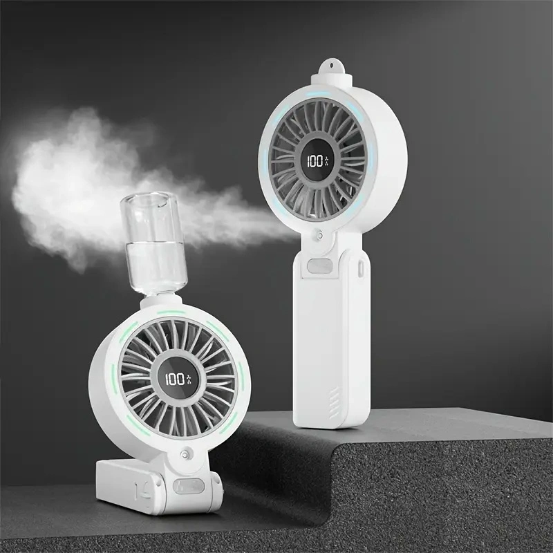 Handheld high-speed misting fan, foldable desktop/neck fan, foldable mini fan, misting fan.