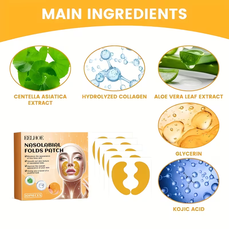 10pcs of Patches for Smoothing Nasolabial Folds - a Solution for Firming Skin Care, Resulting in Smooth And Youthful Skin