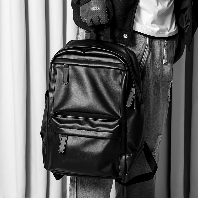 Men Backpack Pu Fashion Travel Bag Casual 15.6 inch laptop backpack