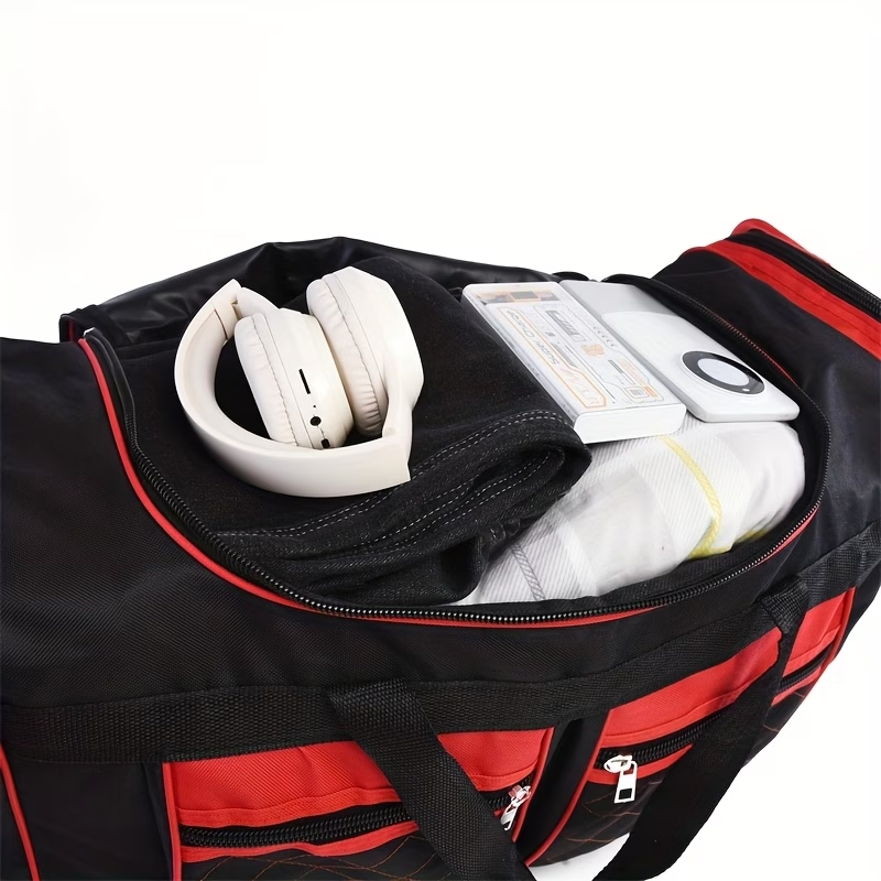Large Capacity Travel Duffel Bag for Men & Women - Durable Oxford Fabric, Multiple Compartments, Adjustable Shoulder Strap, Ideal for Business Trips & Short Journeys, with "SPORTS" Print, Travel Bag
