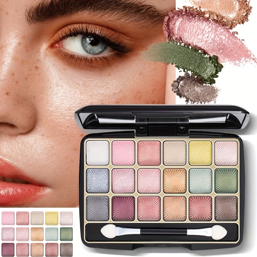 18 Shades Long Lasting Matte Eyeshadow Palette - Plant Squalane, Pearly Finish, Earth Tones, Natural Colors, Gift for Women
