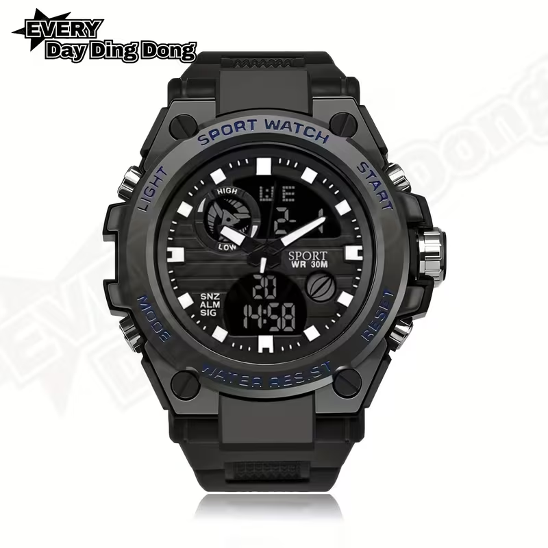 Youth Watch for Men, High-End Sports Trendy Multifunctional Luminous Alarm Clock Electronic Watch, Black Technology, Unisex Wristwatch