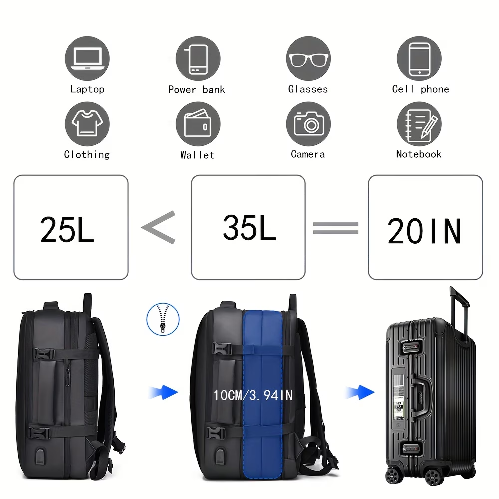 1pc Expandable Travel Backpack, Business Laptop Backpack, Fits 15.6-Inch Laptop, Christmas, Valentine's Day and Thanksgiving Gifts for Men and Women